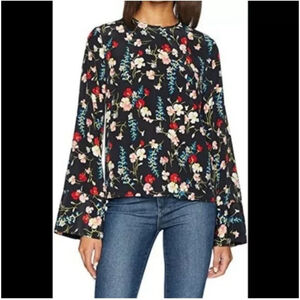 Equipment Blouse Floral Black Silk L